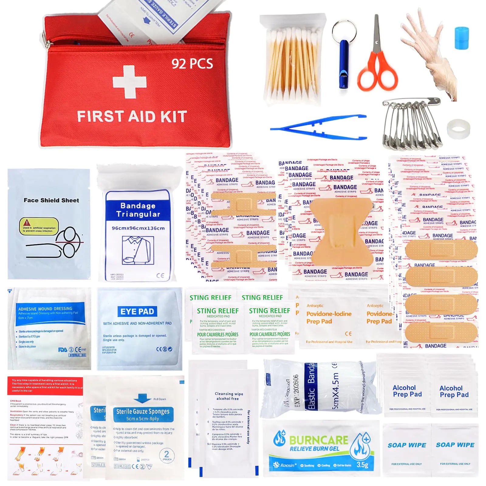 Kit de primeros auxilios compacto (92 pcs)
